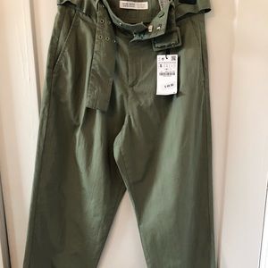 Small green Zara pants with buckle NWT